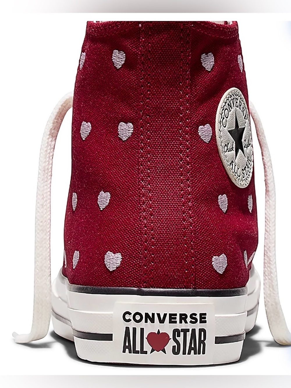 NIB Converse Girls Red High-Top Canvas Sneakers Hearts 7 big girls - Picture 5 of 7